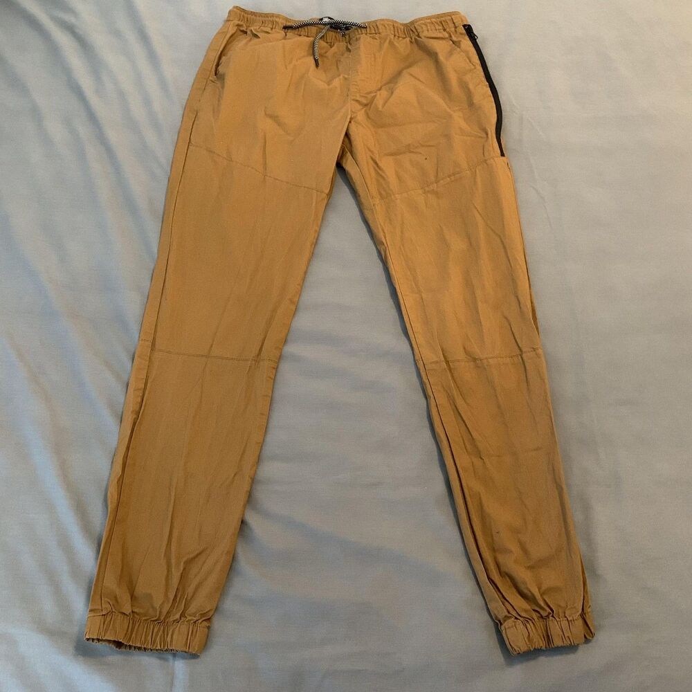 Brooklyn Cloth Jogger Pants Mens Large Brown Elastic‎ Waist Tapered Drawstring